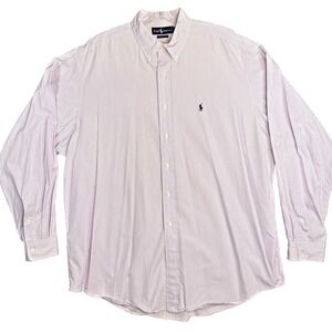 Ralph Lauren Button Down Shirt XL Classic Long‎ Sleeve Light Purple Stripe